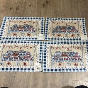 Set Of 4 Bake Sale Tapestry Placemat 12x18 Needlepoint Cottagecore Grannycore